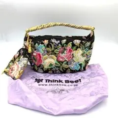 M2500430 美品 Think Bee! 花柄刺繍 スパンコール バッグ
