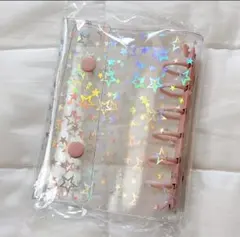A7サイズ　クリアバインダー　シール帳 星柄　ピンク　桃色　推し活