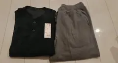 UNIQLO メンズ ヒートテックフリースセット L ネイビー
