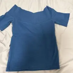 moussy オフショルダー 半袖ニット ブルー　秋服