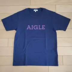 AIGLE　ロゴTシャツ　ネイビー　S　①