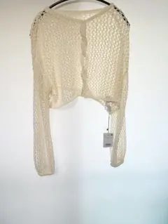 モーメントプラス メッシュボレロ カーディガン M アイボリー レディースのサムネイル