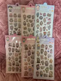 新品 ラブブ 3D 立体 ぷくぷくシール 6枚セット