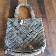 ブラウン系着物地キルティングトートバッグ