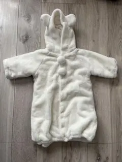 防寒 厚手 クマ耳付きフリースおくるみ