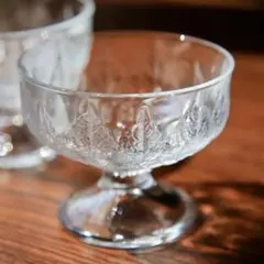 ガラス製デザートカップ｜紫陽花模様｜昭和レトロガラス｜HOYAガラス