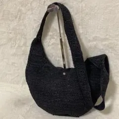 極美品 ヘレンカミンスキー ラフィア ショルダーバッグ ワンショル ブラックのサムネイル