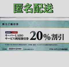 キーパーキーパーラボ20%オフ VT HOLDINGS 株主優待券