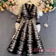 春夏コーデ❤️ロングワンピース　レディース　ドレス　レース　パーティー　二次会