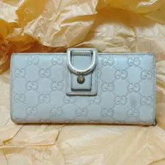 GUCCI グッチ 長財布 シマレザー ホワイト - メルカリ