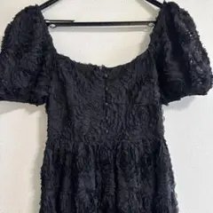 ZARA 黒の立体的な花柄レースワンピース