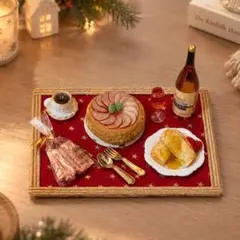 ミニチュア 冬のカフェ フレンチトースト ケーキ ワイン ドールハウス