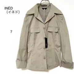 【イネド】美品　ベージュ　シャツジャケット　タグ付き　折り返し袖裾　綺麗めS〜M