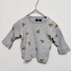 【ポロ】 長袖Tシャツ クマ柄 ベビー 綿100% かわいい グレー サイズ80