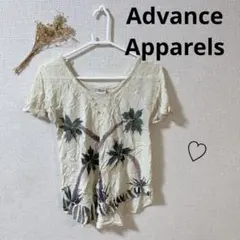 古着 Advance Apparels プリントTシャツ クリーム色 ヤシの木