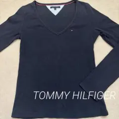 TOMMY HILFIGER ネイビー 長袖Tシャツ M　Vネック　Y2K