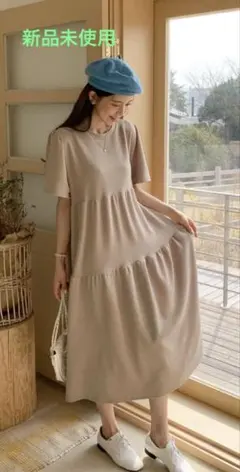 【新品未使用】DHOLIC ティアード半袖ロングワンピース
