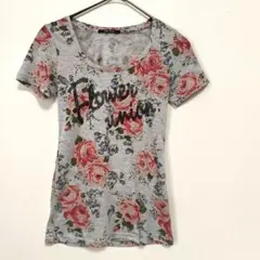 ONEWAY　ワンウェイ　Tシャツ　M　薔薇　ボディフィット　綺麗めのサムネイル