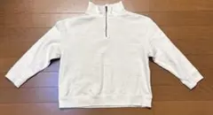 ホワイト ハーフジップ 長袖カットソー 130 今城メリヤス