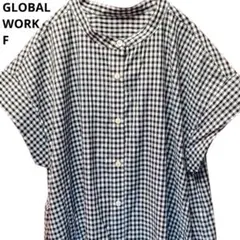 GLOBAL WORK ロングシャツワンピース 黒 ゆったり ナチュラル系 春夏