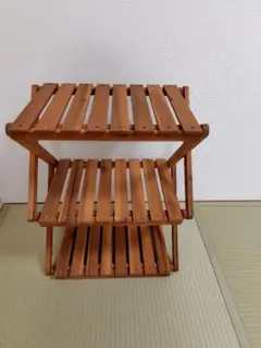アカシア折りたたみラック3段