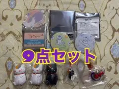 夏目友人帳　アクスタ　赤べこ　たぬきの置物　こけし　黒ニャンコ　ミニフィギュア