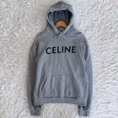 美品　セリーヌ　パーカー　ロゴプリント　グレー　Mサイズ