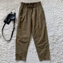 ZARA ロールアップウエストゴムカジュアルパンツ S カーキ♦A3266