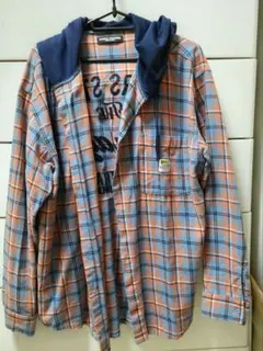 RODEO CROWNS チェック柄フード付きシャツ M