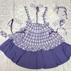 新品タグ付♡リズリサ♡ ギンガムツイードセットアップ♡ブルー