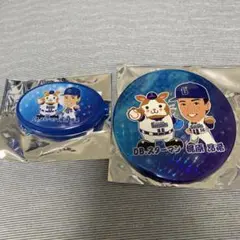 ベイスターズガラポン　コインケース&缶バッジ　梶原選手
