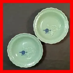 164 中皿 ２枚セット 印判皿 染付皿 伊万里焼 アンティーク 時代物 器