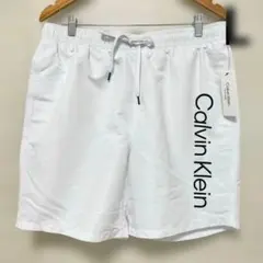 カルバンクライン 水着 L サーフパンツ 海パン ロゴ シンプル メンズ 白