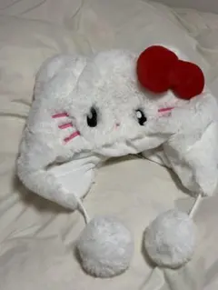 ハローキティ帽子 赤いリボン付き