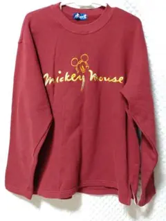 ディズニー　トレーナー　スウェット　赤　ミッキー　刺繍　90s サイズM