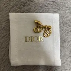 DIOR CD Navy ピアスゴールド