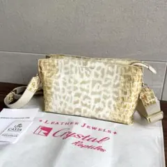 LEATHER JEWELS クロコ型押し ヒョウ柄 ショルダーバッグ ホワイトのサムネイル