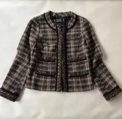 【美品】アナザーエディションクロア　ノーカラー　ツイードジャケット　S