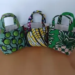 【セット】ハンドメイド/ミニトートバック/布バスケット/アフリカ布/アフリカン②