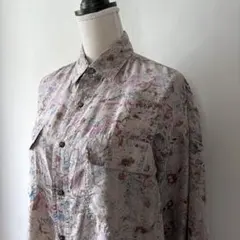 美品✨DAMA collection地図柄 総柄ブラウス ピンク ノースリーブ 