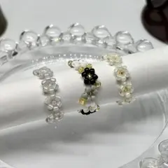 ビーズリング3点1セット　モノトーン