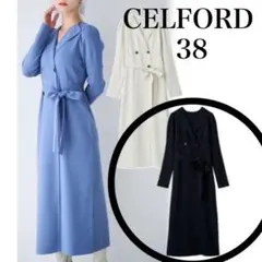 ✨タグつき✨CELFORD セルフォード 襟付きニットワンピース 38 ネイビー