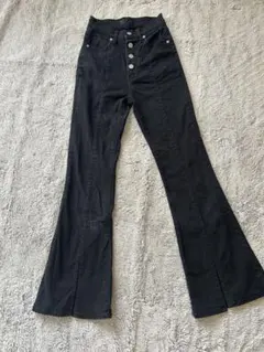 00s flare denim y2k opium punk ボタンフライ 黒
