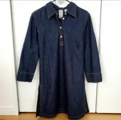 匿名配送：GAPギャップ 長袖デニムワンピース スキッパーワンピース 濃紺 XS