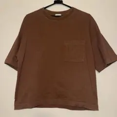 GU オーバーサイズ ポケットTシャツ ブラウン