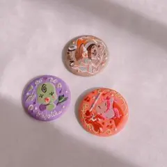 バンダイ ＊ おジャ魔女どれみ 刺繍缶バッジビスケット 3個セット