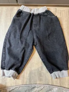 【80】aimoha アイモハ ブラックデニム パンツ 黒 ズボン ウエストゴム