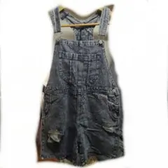 デニムショートオーバーオール ダメージ加工　М