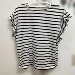 BEAMS HEART 白黒ストライプ Tシャツ 半袖