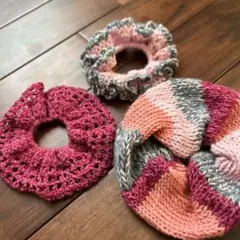 異素材♡ハンドメイド　シュシュ　3点